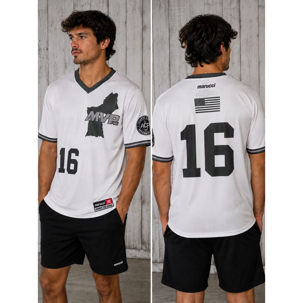 Marucci MVP New England Baseball Jersey # 16 White/Green V-Neck Size L NWT